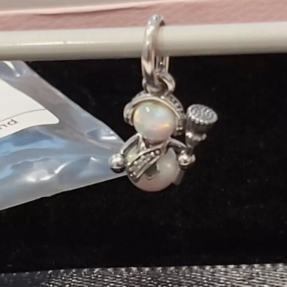 Authentic PANDORA STERLING SILVER OPALESCENT SNOWMAN DANGLE CHARM 792981C01 - Picture 7 of 11